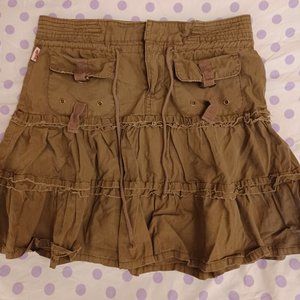90's Military Ruffle Mini Skirt Boho